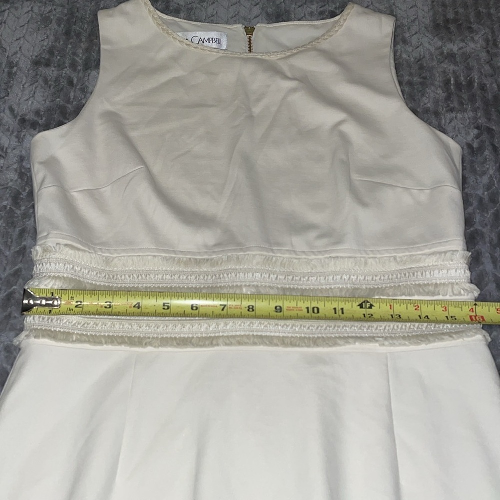 Sara Campbell Sleeveless‎ Dress.  Lined.  Fringe waist.  Size Medium. - Picture 7 of 12